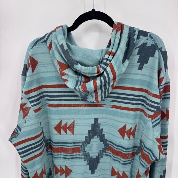 Cruel Pullover Sweatshirt Womens XXL Blue Orange Western Aztec Print Cotton Blen - Picture 6 of 9